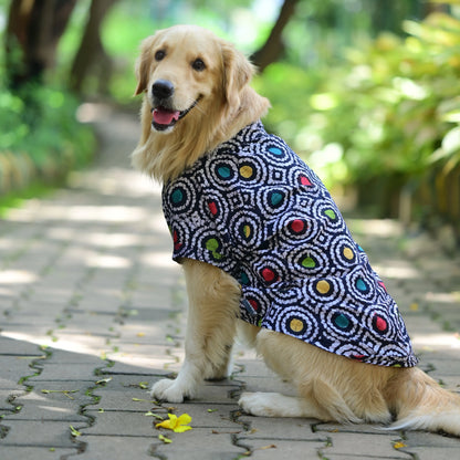 Bark-it Batik handcrafted colourful cotton Indian dog shirt back view. Perfect and comfy for small medium large dogs